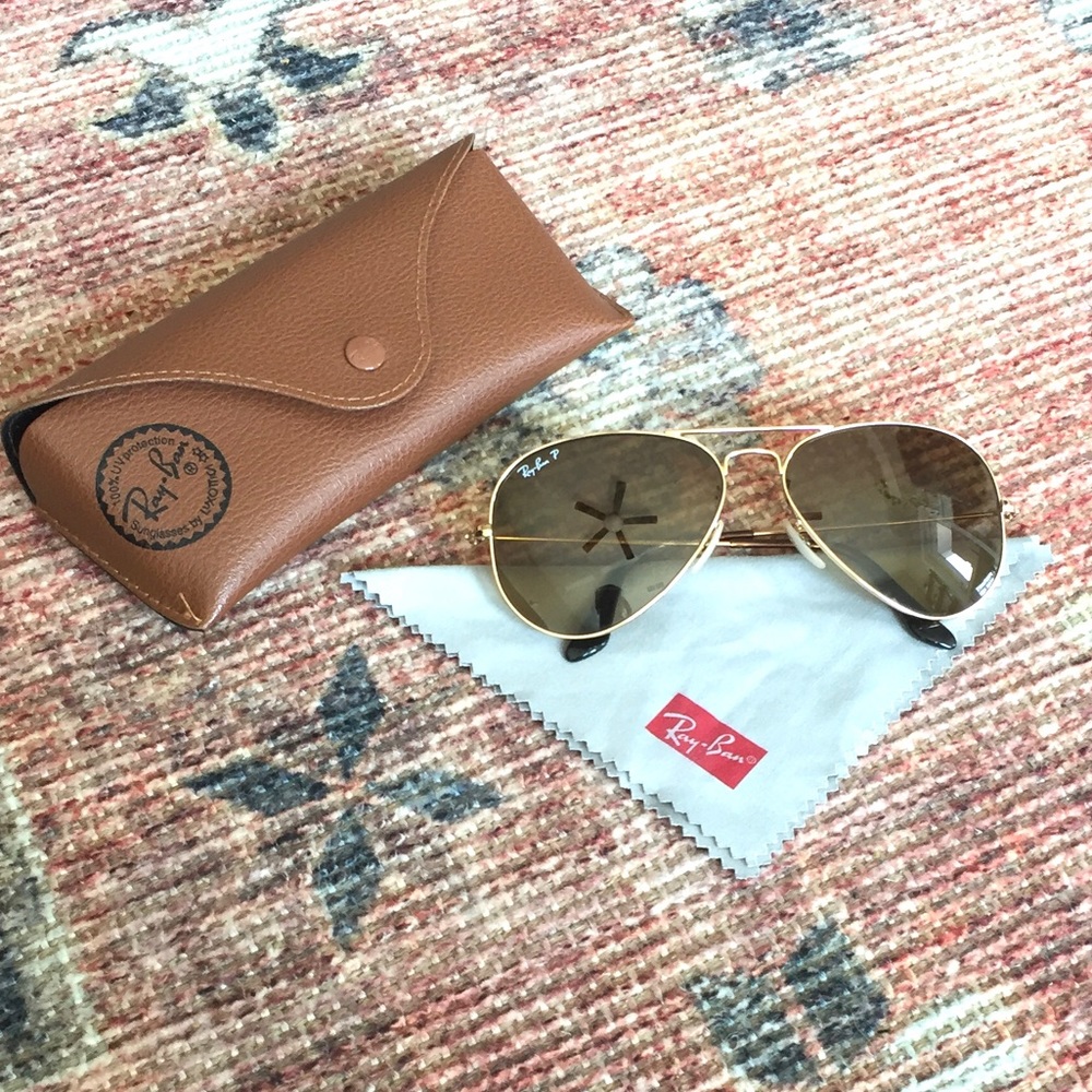 Polarized RayBan Aviator Gold Brown